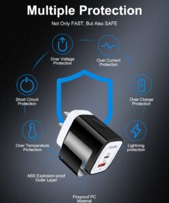 3Pack USB Type C Charger, Dual Port USB-C Wall Plug 20W PD & QC3.0 USB A Fast Charging Block for Samsung Galaxy S23 S22 S21/S21+/S21 Ultra/S20/S20+/Note 20 Ultra/10, iPhone 15 14 USBC Brick Power Box Black-White 11 81V0cpD2NCL