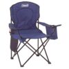 Coleman Portable Camping Chair with 4-Can Cooler, Fully Cushioned Seat and Back with Side Pocket and Cup Holder, Carry Bag Included, Collapsible Chair for Camping, Tailgates, Beach, and Sports Blue