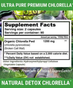 FRESH HEALTHCARE Premium Chlorella Supplement, 1200mg Pure Vegan Powder Capsules, 180 Chlorophyll and CFG Pills, Natural Detox Superfood, Naturally Contains B Vitamins and Minerals 24 81V404rXCBL