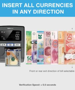 Safescan 185-S Multi-direction portable Counterfeit Bill Detector, 7-Point counterfeit detection, Suits 8 Currencies, Detects Superdollars, Fast Verification Speed with visual and sound alarm Premium 10 81V8tOhCmlL
