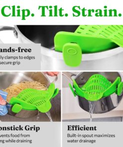 Kitchen Gizmo Snap 'N Strain Strainer, Clip On Silicone Colander, Fits all Pots and Bowls - Lime Green 32 81V9 hnwKfL