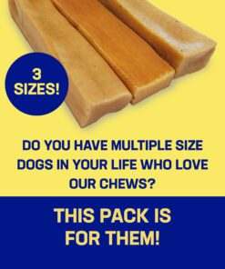 Himalayan Dog Chew Original Yak Cheese Dog Chews, 100% Natural, Long Lasting, Gluten Free, Healthy & Safe Dog Treats, Lactose & Grain Free, Protein Rich, Mixed Sizes, Dogs 65 Lbs & Smaller Yak Cheese - 3 sticks 3 Count (Pack of 1) 31 81V96ticR7L