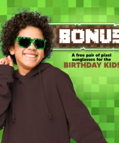 Party Ninja Pixel Miner Birthday Party Favors - 41pcs - Party Supplies for Boys & Girls - Party Favor Bags - Party Balloons, Party Decor + 1 PAIR of Pixel Sunglasses (Party Favors for 8 Guests) Party Favors for 8 Guests 18 81V9AnO85L