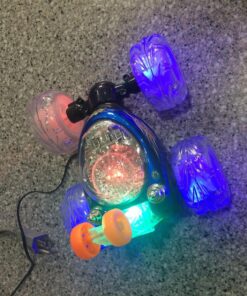 Haktoys Remote Control Stunt Car Radio Control Invincible Tornado Truck Rechargeable with Flashing Lights and Quiet Play Mode Tumbling and Spinning Action RC Car for Kids Blue 32 81V9Ly5v69L 1