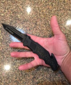 Smith & Wesson Border Guard 10in High Carbon S.S. Folding Knife with 4.4in Tanto Blade and Aluminum Handle for Tactical, Survival and EDC Partially Serrated Edge 45 81VAgo68idL