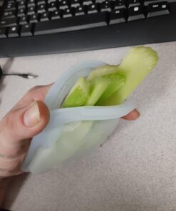 Stasher Reusable Silicone Storage Bag, Food Storage Container, Microwave and Dishwasher Safe, Leak-free, Pocket 2-Pack, Clear + Aqua 2 Pack 51 81VAn9UPuiL