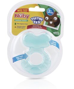 Nuby Silicone Teethe-EEZ Teether with Bristles, Includes Hygienic Case, Aqua Teal 19 81VBU5ZmL