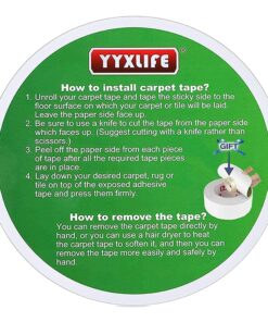 YYXLIFE Double Sided Carpet Tape for Area Rugs Carpet Adhesive Removable Multi-Purpose Rug Tape Cloth for Hardwood Floors, Carpets Heavy Duty Sticky Tape, 2 Inch x 10 Yards, White 2Inch x 10 Yards 25 81VCJqkd4xL