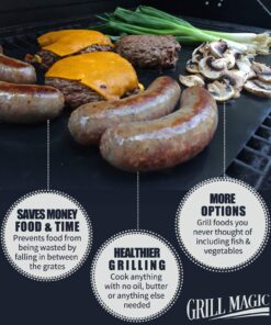 Grill Magic BBQ Grill Mat Set of 3-100% Nonstick Large Grilling Sheets - Heavy Duty Cooking Mats for Outdoor Grill Charcoal, Gas or Electric - Reusable, Extra Thick and Easy to Clean - 15.75 x 13 17 81VCNfIWgNL