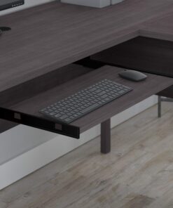 Bush SET008SG 60-Inch W L-Shaped Desk w/Hutch and Lateral File Cabinet Storm Gray 10 81VCS TeEyL
