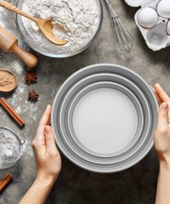 LAST CONFECTION 3-Piece Round Cake Pan Set - Includes 4", 6" and 8" Aluminum Pans 2" Deep 3 Pack - 4", 6", 8" (2" Deep) 12 81VD53oQmXL