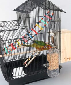 No Split Bird Seed Feeder for Cage,Parrot Automatic Foraging Systems Food Feeding Station with Perch,Heavty Acrylic,One-Step Moulding 25 81VDt61cfzL