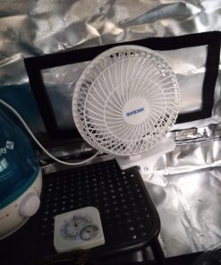 Hurricane Fans - Classic 6 Inch Clip Fan - Portable Fan with Strong Clamp, Two Speed Settings, and Adjustable Tilt Mechanism, White - Great Work Fan, School Fan, Desk Fan, Greenhouse Fan 6" Classic 38 81VEVlfloL