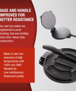 Victoria Cast Iron Tortilla Press, Tortilla and Roti Maker, Made in Colombia, 8 Inches 8" 37 81VF42ffNoL