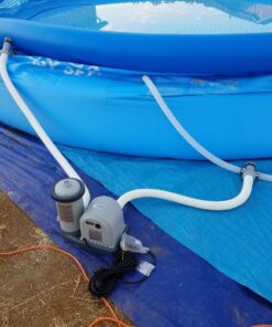 Intex 26175EH Easy Set 18 Feet by 48 Inch Round Inflatable Outdoor Backyard Above Ground Swimming Pool Set with Cover, Ladder, and Filter, Blue 18FT x 48IN 54 81VFFC4tjL