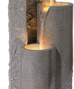 Bowl and Pillar Zen Modern Outdoor Floor Water Fountain 34 1/2" High with LED Light Cascading for Garden Patio Backyard Deck Home Lawn Porch House Relaxation Exterior Balcony - John Timberland 20 81VJWnq BtL