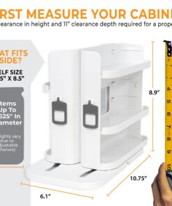 Cabinet Caddy SNAP! Sliding Spice Rack Organizer for Cabinet, Just Pull & Rotate, 3 Snap-In Shelves Adjust for 5 Levels of Storage, Magnetic Modular Design, Non-Skid Base, 8.9”H x 6.1”W x 10.8”D 26 81VLLkSG6KL