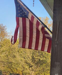 ANLEY Vintage Style Tea Stained American US Flag 3x5 Foot Nylon - Embroidered Stars and Sewn Stripes - 4 Rows of Lock Stitching - Antiqued USA Banner Flags with Brass Grommets 3 X 5 Ft 33 81VNJOdWIFL