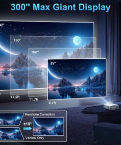 Pericat 5G WiFi Projector Bluetooth,10000L Native 1080P Outdoor Portable Video Projector 4K Supported,Home Theater Movie Projector 300'' Display,Compatible iOS/Android//PC/TV Stick/PS5 White 11 81VOrAEIZL