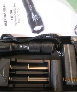 EcoGear FX Complete LED Tactical Flashlight Kit TK120 Flashlight with Rechargeable Battery: High Lumens with 5 Light Modes, Water Resistant, Adjustable Focus Zoom 80 81VPmukpG3L