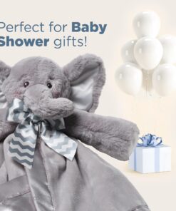 Bearington Baby Lil' Spout Snuggler, 15 Inch Gray Elephant Plush Stuffed Animal Security Blanket Lovey for Babies 15" Lil' Spout 13 81VQ98uyz1L