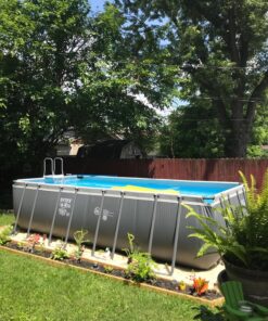 Intex 18ft X 9ft X 52in Ultra Frame Rectangular Pool Set with Sand Filter Pump, Ladder, Ground Cloth & Pool Cover 18 ft x 9 ft x 52 in 51 81VQJAVwrdL