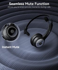 LEVN Bluetooth 5.0 Headset, Wireless Headset with Microphone (AI Noise Cancelling), 35Hrs Bluetooth Headphones with USB Dongle for PC, Suitable for Remote Work/Call Center/Zoom/Online Class/Trucker LE-HS010 Superior 24 81VQpf9znAL