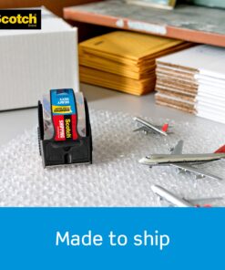 Scotch Heavy Duty Packaging Tape, 1.88" x 22.2 yd, Designed for Packing, Shipping and Mailing, 3M Industrial Strength Adhesive, 1.5" Core, Clear, 1 Roll with Dispenser (142-BL) Black Dispenser 16 81VS6BTATRL