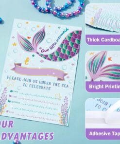 WERNNSAI Mermaid Party Invitations - 20 Set Magical Glitter Fill in Mermaid Invitations with Envelopes for Kids Girls Birthday Baby Shower Wedding Pool Mermaid Themed Party Supplies Mermaid-A 37 81VS7Z0gfGL