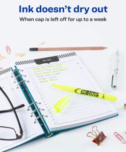 Avery Hi-Liter Pen-Style Highlighters, Smear Safe Ink, Chisel Tip, 12 Fluorescent Yellow Highlighters (23591) 12 highlighters 15 81VThaQd8L