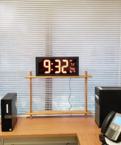 AcuRite Large Digital LED Oversized Wall Clock with Date, Temperature and Fold-Out Stand, 18-Inch, Red 33 81VWeuVWJeL