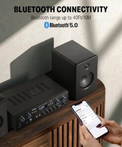 Donner Bluetooth 5.0 Stereo Audio Amplifier Receiver, 4 Channel 440W Peak Power Home Theater Stereo Receiver with USB, SD, FM, 2 Mic in Echo, RCA, LED, Speaker Selector for Studio, Home - MAMP5 17 81VXGRqV2BL