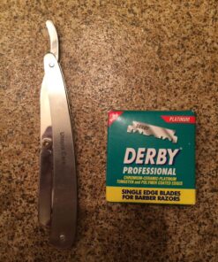 Utopia Care Professional Barber Straight Edge Razor Safety with 100-Pack Derby Blades - 100 Percent Stainless Steel (Silver) Silver 37 81VXp80XJDL