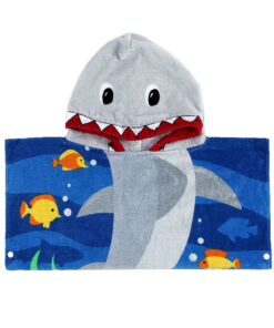 PERYOUN Child 100% Cotton Hooded Towel 24 x 48 inches (BlueShark) Blue 14 81VXu4UGmtS