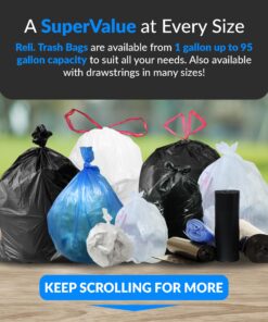 Reli. 55-60 Gallon Trash Bags Heavy Duty | 150 Bags | 50-60 Gallon | Large Black Garbage Bags | Made in USA 150 60 Gallon (Pack of 1) 17 81VXySuCCML