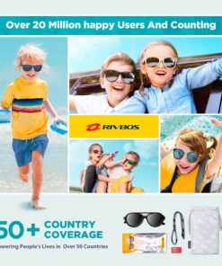 RIVBOS Kids Sunglasses Polarized UV Protection Flexible Rubber Glasses Shades with Strap for Boys Girls RBK004 004-1 Black 11 81VYYhkLMWL