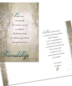 Smiling Wisdom - Friendship - A Reason Season Lifetime Friend Greeting Card and Leaf Necklace - Growing Together - Women BFF Green Card - Silver Leaf Large 5x7 in 13 81VZ83BUDVL