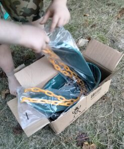 Jungle Gym Kingdom Swings for Outdoor Swing Set - Pack of 2 Swing Seat Replacement Kits with Heavy Duty Chains - Backyard Swingset Playground Accessories for Kids (Green) Green, 2 Pack Standard 34 81VaT9UDQiL