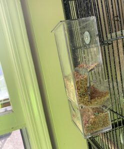 No Split Bird Seed Feeder for Cage,Parrot Automatic Foraging Systems Food Feeding Station with Perch,Heavty Acrylic,One-Step Moulding 38 81ValXTdLYL