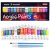 Shuttle Art Acrylic Paint Set, 16 x12ml Tubes Artist Quality Non Toxic Rich Pigments Colors Great for Kids Adults Professional Painting on Canvas Wood Clay Fabric Ceramic Crafts 16 Colors With 3 Brushes 50 81VcQyaLuTL