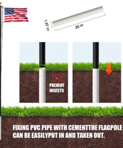 Flag Poles for Outside House Inground, 20ft Heavy Duty 13 Gauge Aluminum Flagpole Kit with 3x5 American Flag, Extra Thick Outdoor In Ground Flag Pole for Outside, Yard, Commercial or Residential 13 81VcaTWahpL