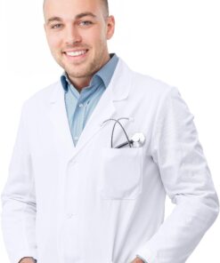 NY Threads Professional Lab Coat for Men, Full Sleeve Poly Cotton Long Medical Coat White Large 16 81VdJxOjCL