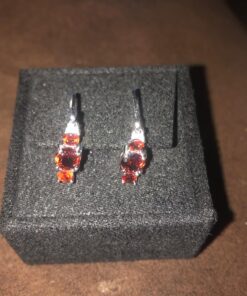 Amazon Collection Sterling Silver Genuine and Created Gemstone Three Stone Birthstone Leverback Dangle Earrings Garnet,January 24 81Vdax1IFeL
