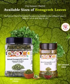 TAJ Kasoori Methi, Dried Fenugreek Leaves, 1oz (28g) 1 Ounce (Pack of 1) 12 81VeqIfeCKL