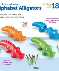 Learning Resources Snap-n-Learn Alphabet Alligators, Fine Motor Toy, 26 Double-Sidedpiece, Ages 18 Months +, Multicolor 27 81VgjgxS58L