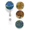 Buttonsmith Van Gogh Starry Night Tinker Reel Retractable Badge Reel - with Alligator Clip and Extra-Long 36 inch Standard Duty Cord - Made in The USA Badge Reel with Alligator Swivel Clip