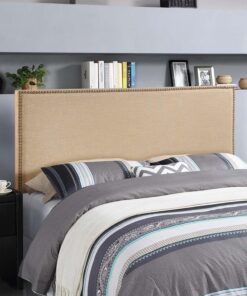 Modway Region Linen Fabric Upholstered Queen Headboard in Cafe with Nailhead Trim Café 15 81Vii66IbsL