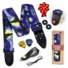 Van Gogh "Starry Night" Guitar Strap for Bass, Electric & Acoustic Guitar - Christmas Gift & Stocking Stuffer Set, 2 Strap Locks, 2 Picks - Adjustable Cotton Strap for Men & Women Guitarists A Van Gogh Starry Night 21 81VjSxdA3LL