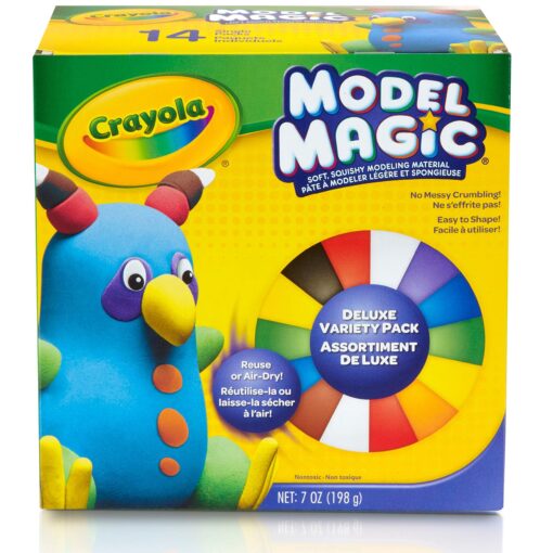 Crayola Model Magic Deluxe Variety Pack Kids Modeling Clay Alternative, Assorted Colors, (14 Pack), 7 oz 14Ct