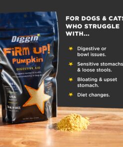 Diggin' Your Dog Firm Up Pumpkin for Dogs & Cats, 100% Made in USA, Pumpkin Powder for Dogs, Digestive Support, Apple Pectin, Fiber, Healthy Stool, 16 oz 16 oz (Pack of 1) 23 81Vl ZOpNoL